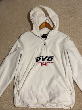 OVO White Half-Zip Hooded Fleece